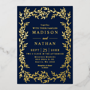 Floral Gold Victorian Wedding Foil Invitation