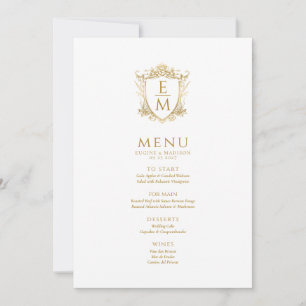 Floral Gold Wedding Crest Custom Monogram Invitation