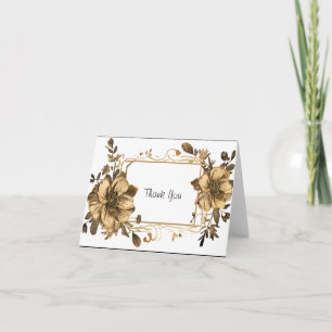 Floral Gold with Frame Thank You Card