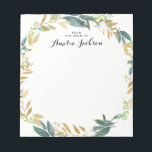 Floral Gold Wreath Personalised Notepad Stationery<br><div class="desc">More pretty Notepads in the Little Bayleigh Store!</div>