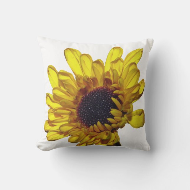 Floral Golden Bright Yellow Flower Abstract Gift Cushion (Front)