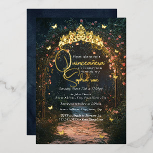 Floral Golden Garden Butterfly Quinceanera