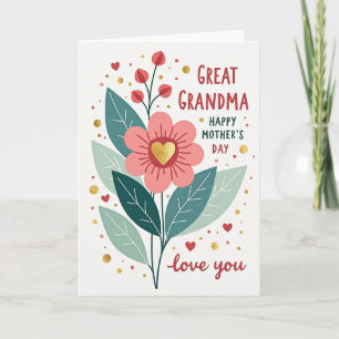 Floral Golden Heart Mothers Card