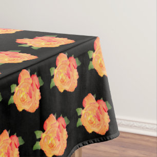 Floral Golden Orange Roses Pattern Tablecloth