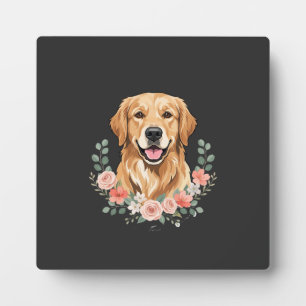 Floral Golden Retriever Dog Portrait Sublimation Plaque