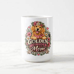 Floral Golden Retriever Mum My Heart Has Paws Coffee Mug