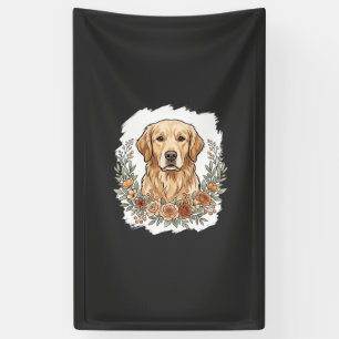 Floral Golden Retriever Sublimation Banner