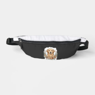 Floral Golden Retriever Sublimation Bum Bags