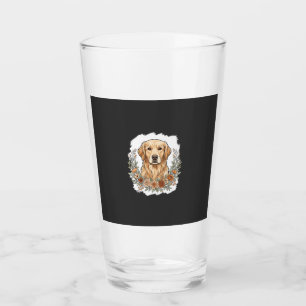 Floral Golden Retriever Sublimation Glass