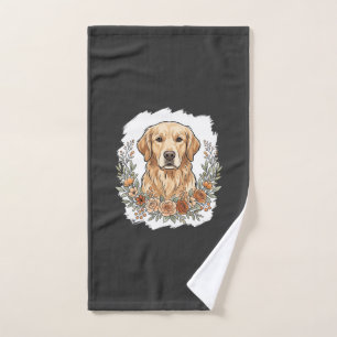 Floral Golden Retriever Sublimation Hand Towel