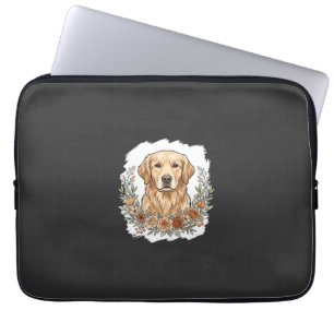 Floral Golden Retriever Sublimation Laptop Sleeve