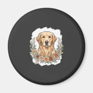 Floral Golden Retriever Sublimation Magnet