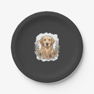 Floral Golden Retriever Sublimation Paper Plate