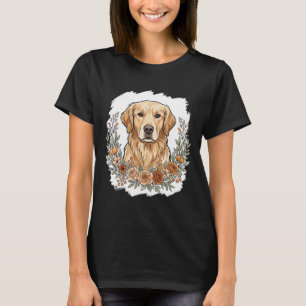 Floral Golden Retriever Sublimation T-Shirt