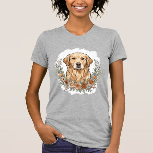 Floral Golden Retriever Sublimation T-Shirt