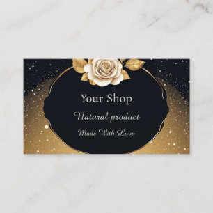 Floral Golden Rose Business Card