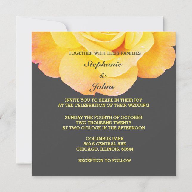 Floral Golden Yellow Orange Grey Grey 2022 Wedding (Front)