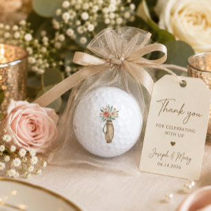 Floral Golf Bag with Flowers Wedding Favour Gift  Balls