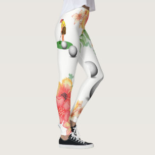 Floral Golf Balls Golfer Leggings