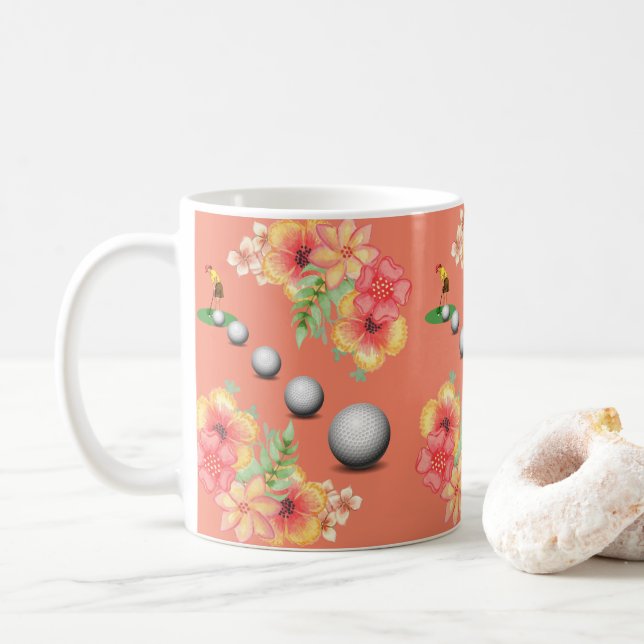 Floral Golfer Golf Balls Mug (With Donut)