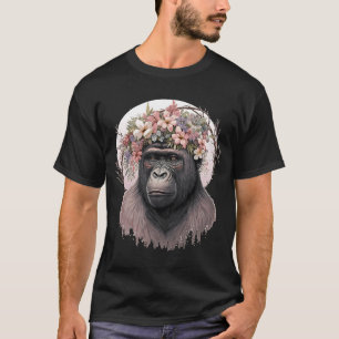 Floral Gorilla Flower Crown Monkey T-Shirt