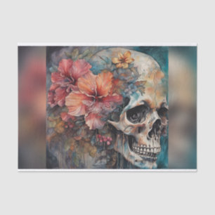 Floral Goth Skull Decoupage Paper