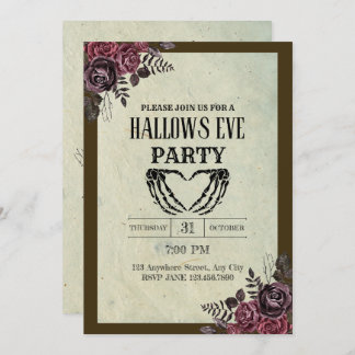 Floral Goth Vintage Hallows Even Party Invitation