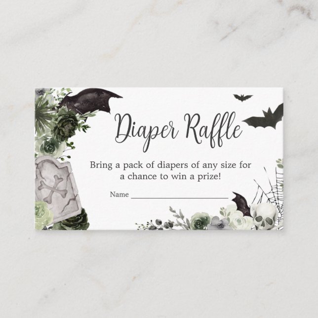 Floral Gothic Baby Shower Diaper Raffle Enclosure Card (Front)