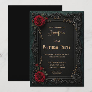Floral Gothic Birthday Invitation