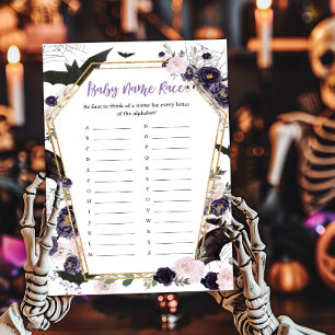 Floral Gothic Coffin Baby Name Race Game