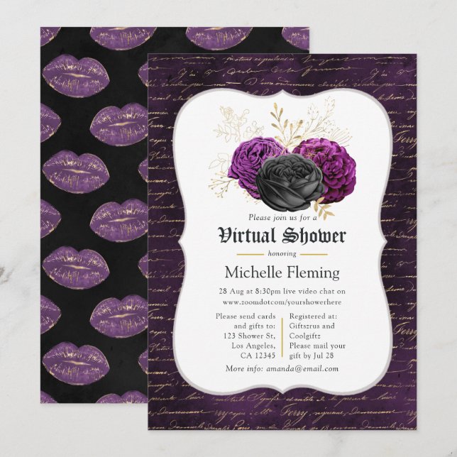 Floral Gothic Floral Virtual Bridal Shower Invitation (Front/Back)
