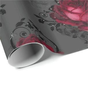 Floral Gothic Grunge Christmas Pattern Wrapping Paper