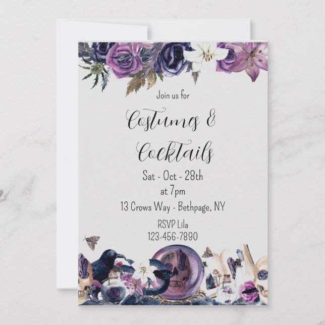 Floral Gothic Halloween Invitation (Front)