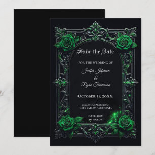 Floral Gothic Halloween Save the date invitation