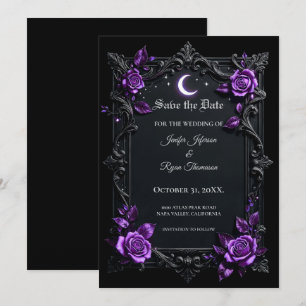 Floral Gothic Halloween Save the date invitation