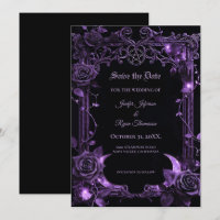 Floral Gothic Halloween Save the date invitation