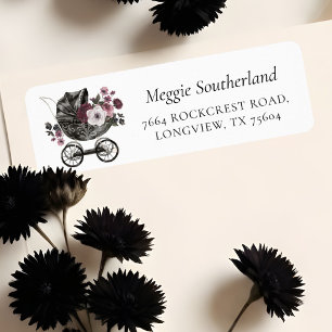 Floral Gothic Halloween Stroller Black Baby Shower