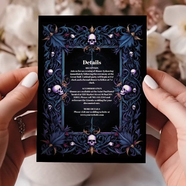 Floral Gothic Halloween Wedding Enclosure Card (Creator Uploaded)