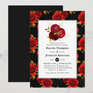 Floral Gothic Halloween Wedding Rehearsal Dinner Invitation