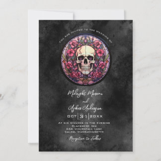 Floral Gothic Skull Wedding Invitation