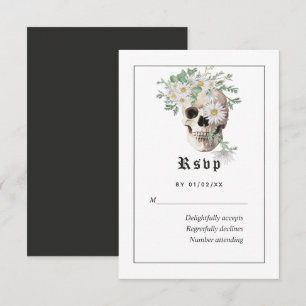 Floral Gothic Skull Wedding RSVP Card