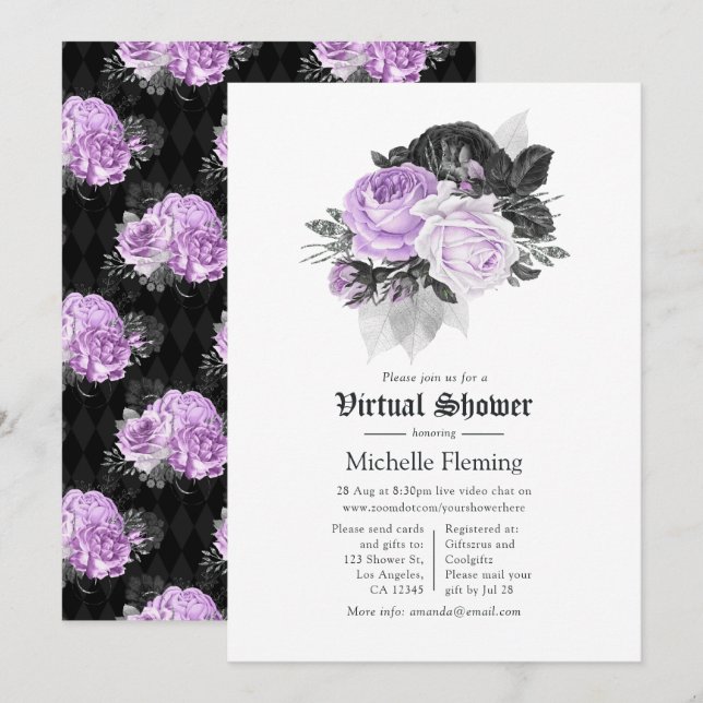 Floral Gothic Virtual Bridal Shower Invitation (Front/Back)