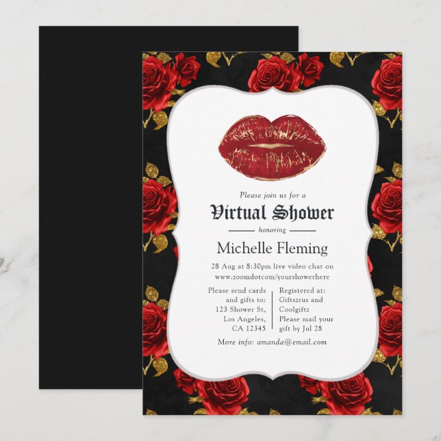 Floral Gothic Virtual Bridal Shower Invitation (Front/Back)