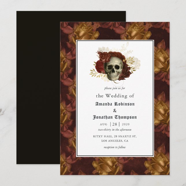 Floral Gothic Wedding Invitation (Front/Back)