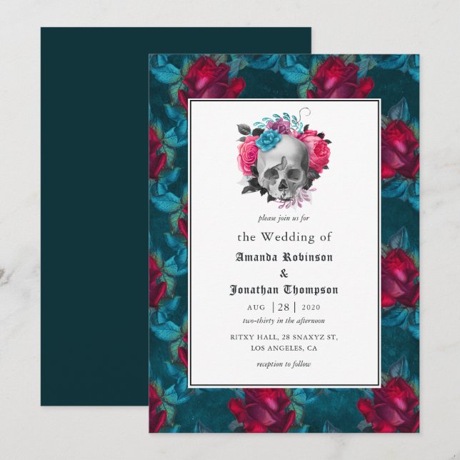 Floral Gothic Wedding Invitation (Front/Back)