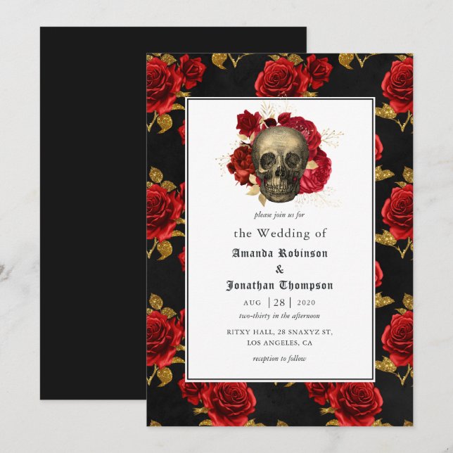 Floral Gothic Wedding Invitation (Front/Back)