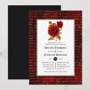 Floral Gothic Wedding Rehearsal Dinner Invitation