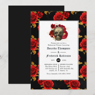 Floral Gothic Wedding Rehearsal Dinner Invitation