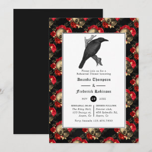 Floral Gothic Wedding Rehearsal Dinner Invitation
