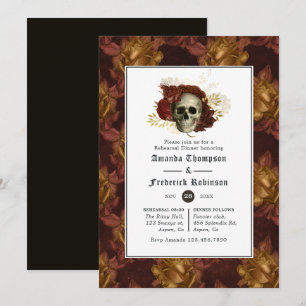 Floral Gothic Wedding Rehearsal Dinner Invitation